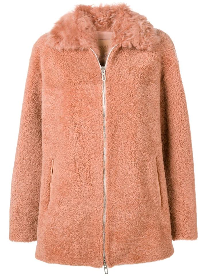 Drome Zipped Shearling Coat - Pink & Purple