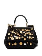 Dolce & Gabbana Black Sicily Charm-embellished Raffia Shoulder Bag