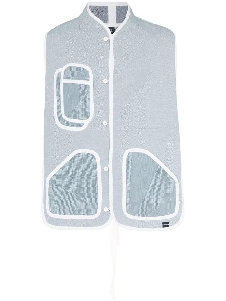 Byborre Collarless Vest - Blue