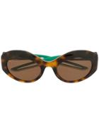 Balenciaga Eyewear Hybrid Oval Sunglasses - Brown