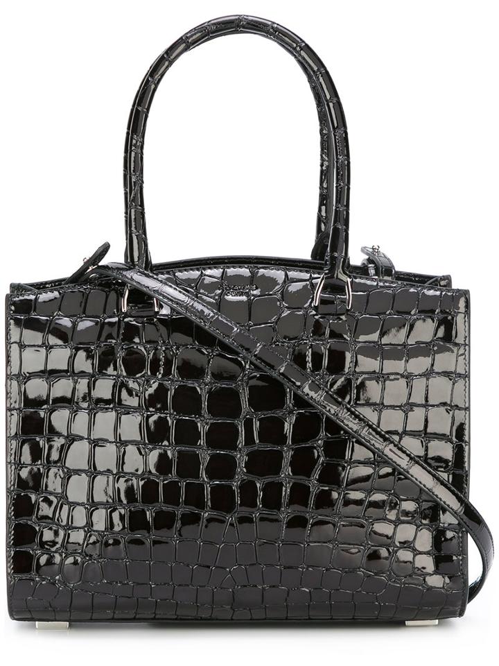 Rochas Crocodile Texture Tote Bag, Women's, Black, Goat Skin