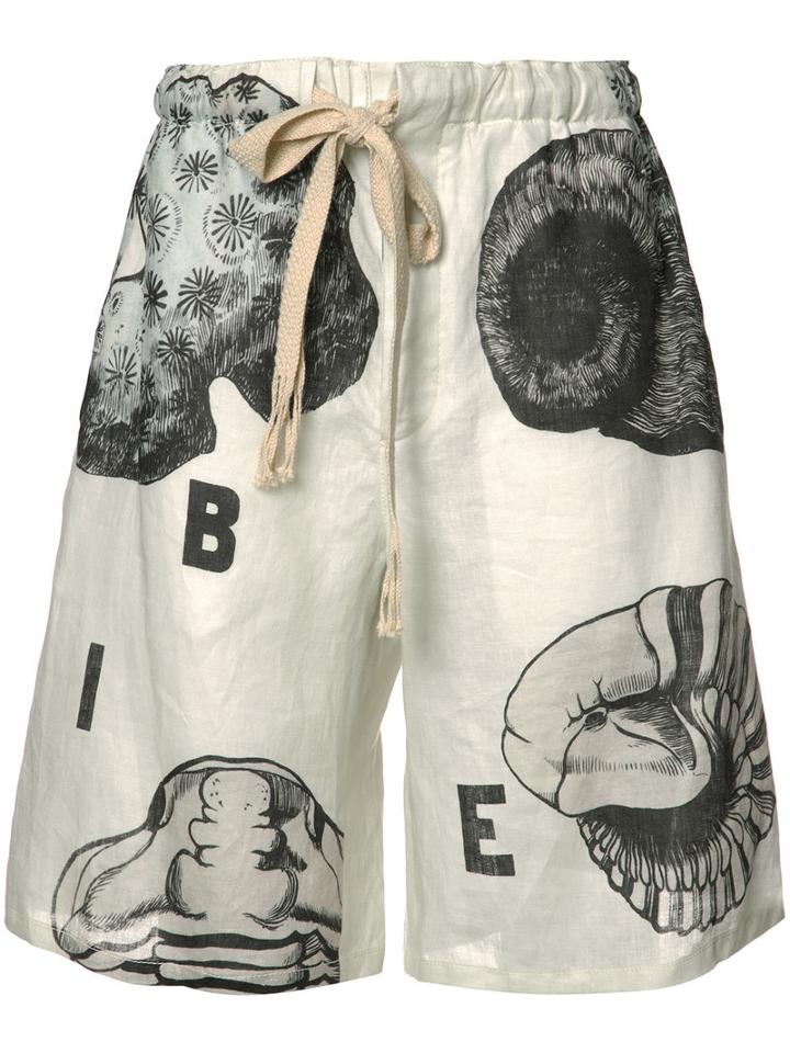Loewe Shell Print Shorts, Size: Xxl, Nude/neutrals, Linen/flax
