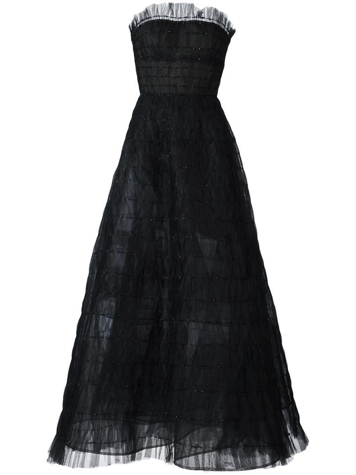 Oscar De La Renta Strapless Tulle Gown, Women's, Size: 2, Black, Nylon/silk