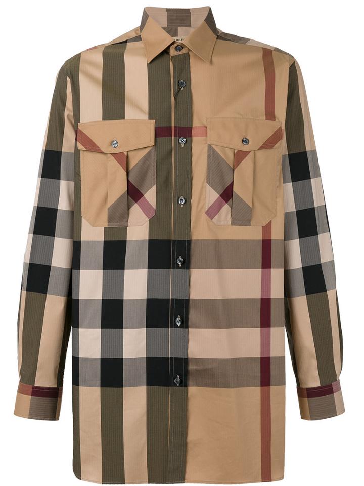 Burberry House Check Shirt, Men's, Size: Xs, Brown, Cotton/polyamide
