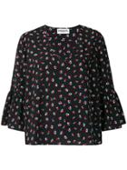 Essentiel Antwerp Floral Tie Neck Tassel Top - Black