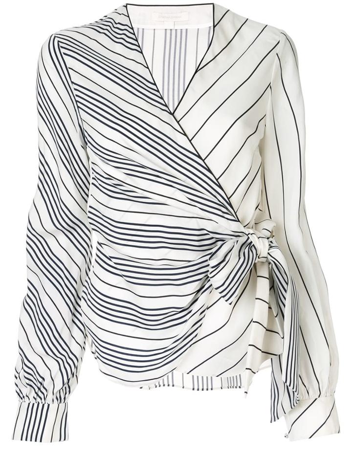Jonathan Simkhai Multimedia Stripe Wrap-around Top - White