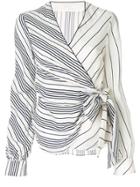 Jonathan Simkhai Multimedia Stripe Wrap-around Top - White