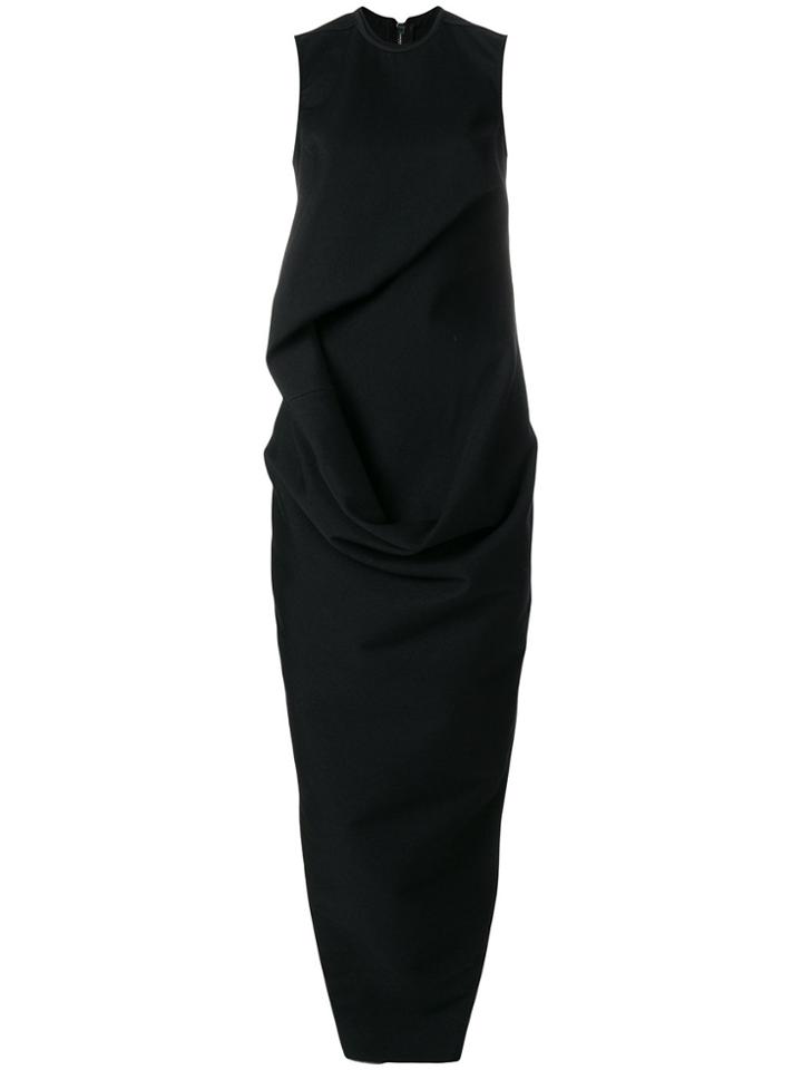 Rick Owens Layered Long Dress With Side Slit - Black