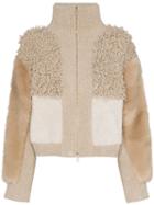 Stella Mccartney Patchwork Faux Fur Bomber Jacket - Neutrals