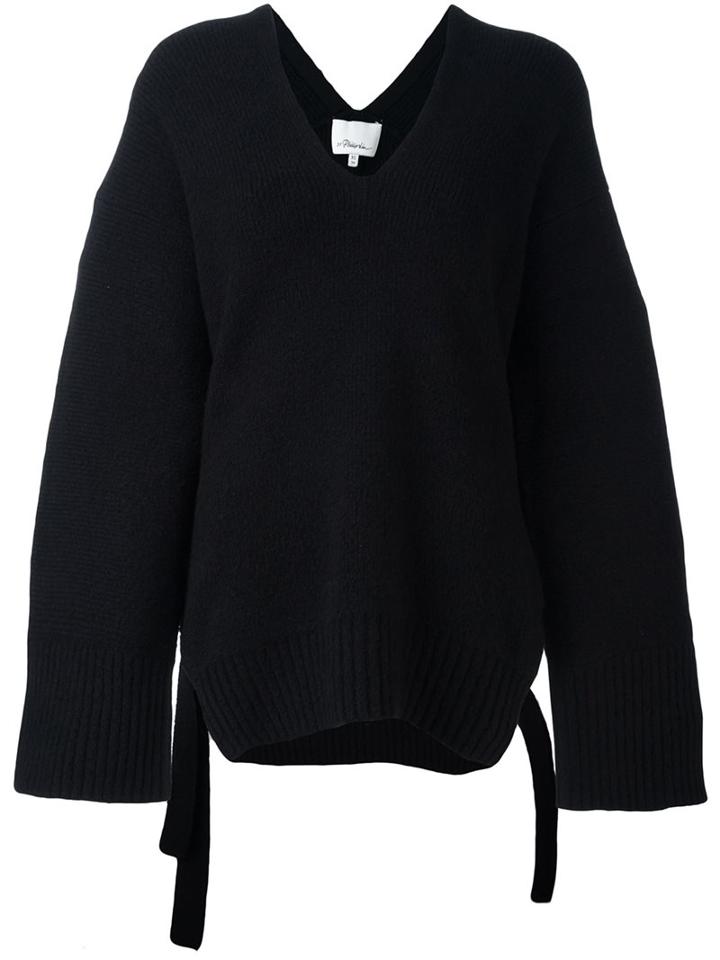 3.1 Phillip Lim Side Tie Jumper, Women's, Size: Small, Black, Polyester/spandex/elastane/cotton