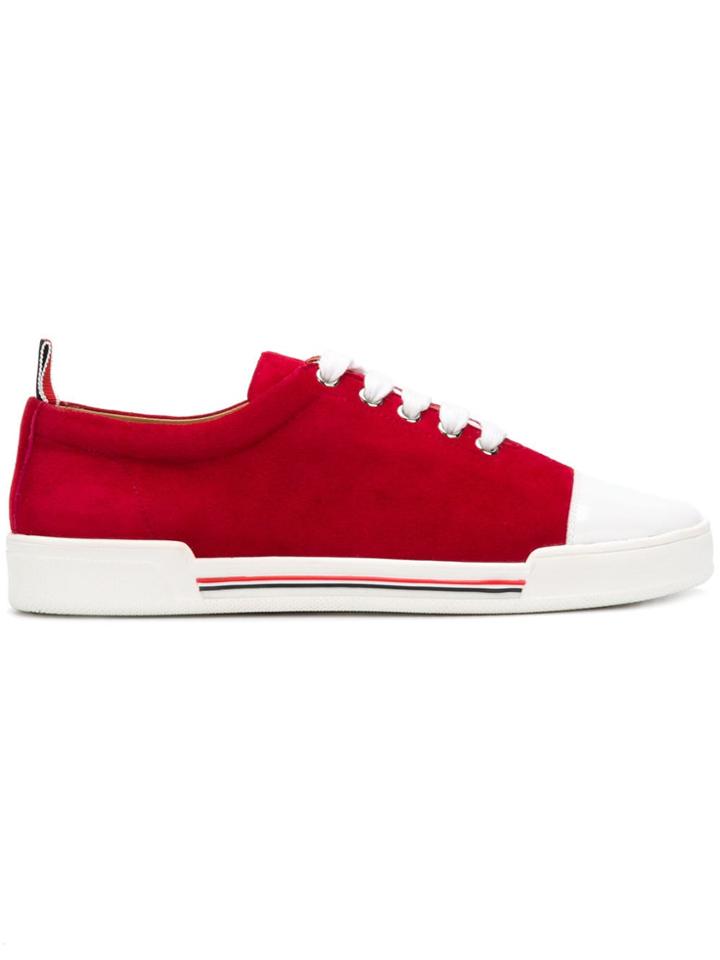 Thom Browne Suede Toe Cap Trainer - Red