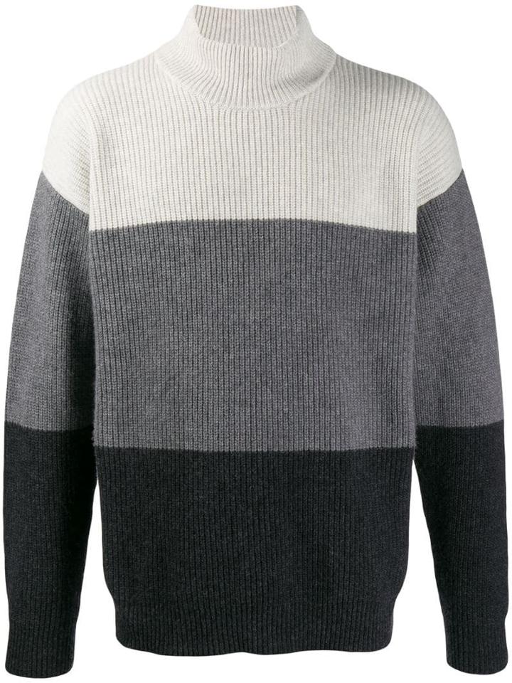 Roberto Collina Striped Roll-neck Jumper - Grey