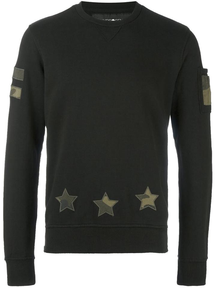 Hydrogen Star Print Sweatshirt, Men's, Size: Small, Black, Cotton