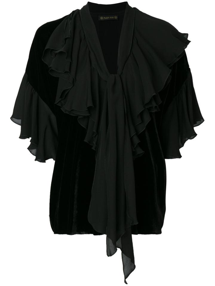 Plein Sud Layered Scarf Neck Blouse - Black