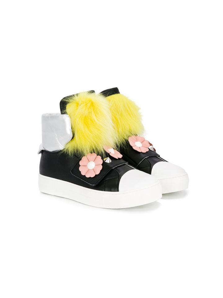 Fendi Kids Flower Detail Hi-tops - Black