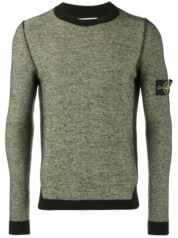 Stone Island Green Wool Blend Crew Neck Jumper - Black