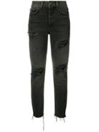 Grlfrnd - Distressed Cropped Jeans - Women - Cotton - 29, Black, Cotton