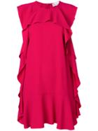 Red Valentino Ruffle Shift Dress - Pink & Purple