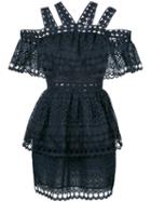 Self-portrait - Multi Cold Shoulder Strap Mini Dress - Women - Polyester - 6, Blue, Polyester