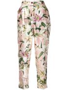 Dolce & Gabbana Lily Print Shantung Trousers - Pink