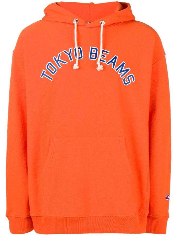 Champion Slogan Hooded Sweatshirt - Yellow & Orange