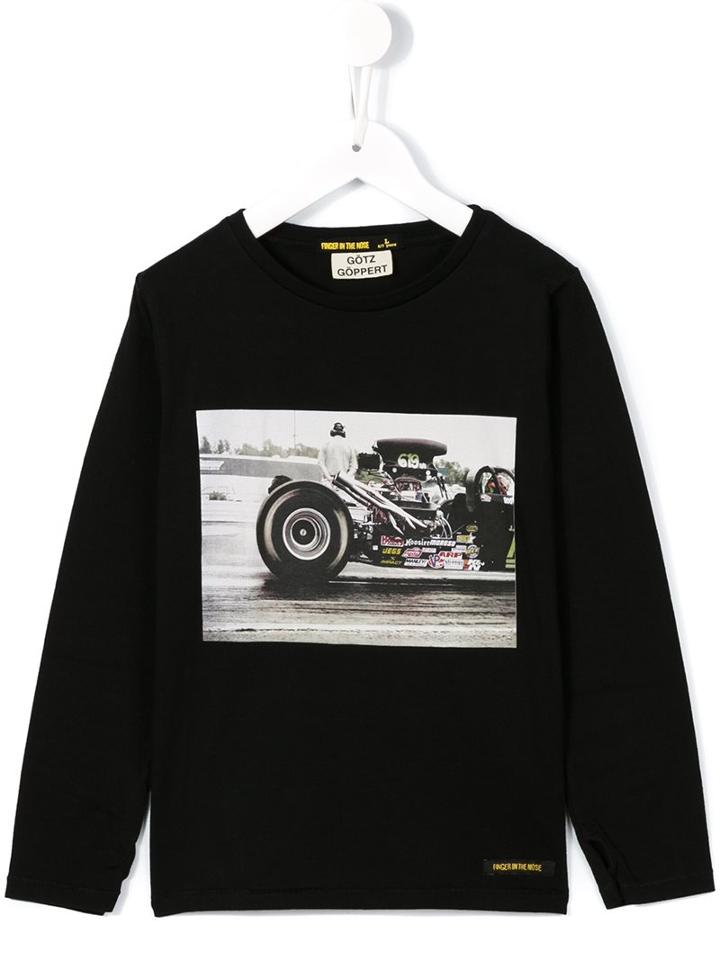 Finger In The Nose Car Print Long Sleeve Top, Boy's, Size: 10 Yrs, Black