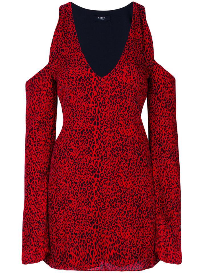 Amiri Leopard Print Dress - Red