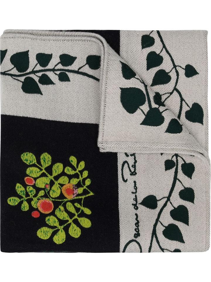 Oscar De La Renta Botanical Branches Embroidery Scarf - Blue
