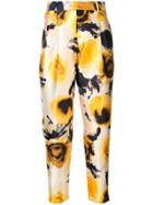 Sartorial Monk Rose Print Tailored Trousers - Yellow