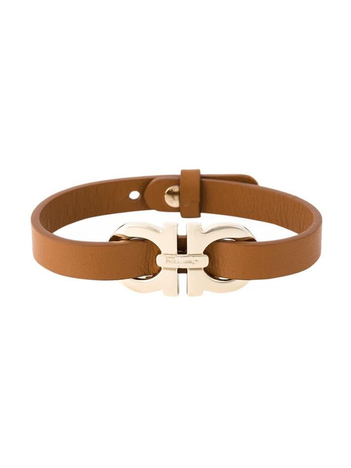 Salvatore Ferragamo Gancini Bracelet, Women's, Brown, Calf Leather/metal Other