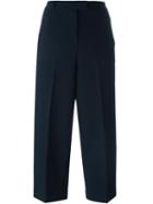 Michael Michael Kors Stripe Appliqué Cropped Trousers, Women's, Size: 4, Blue, Polyester/spandex/elastane