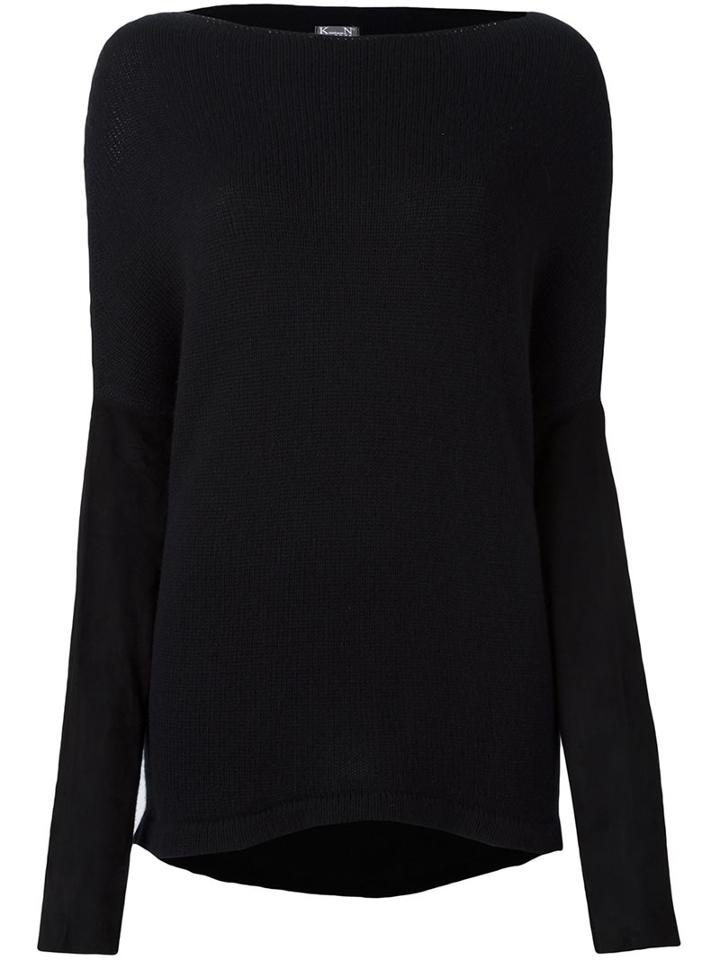 Kristensen Du Nord Round Neck Jumper, Women's, Size: 2, Black, Silk/leather/cashmere