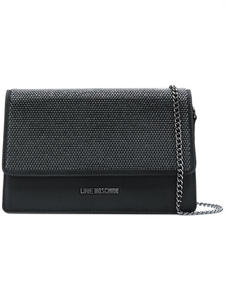 Love Moschino Crystal Embellished Shoulder Bag - Black