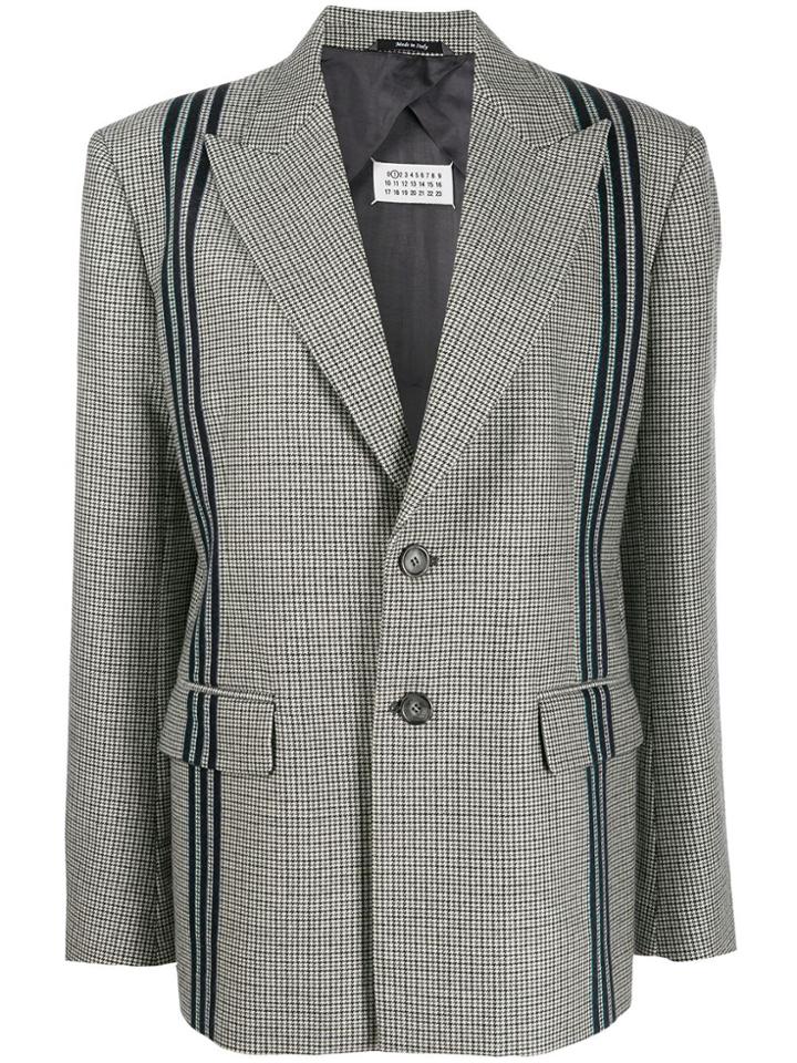 Maison Margiela Houndstooth Piped Blazer - Grey