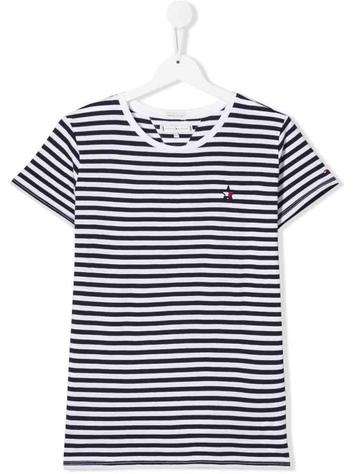 Tommy Hilfiger Junior Teen Striped Star Logo T-shirt - White