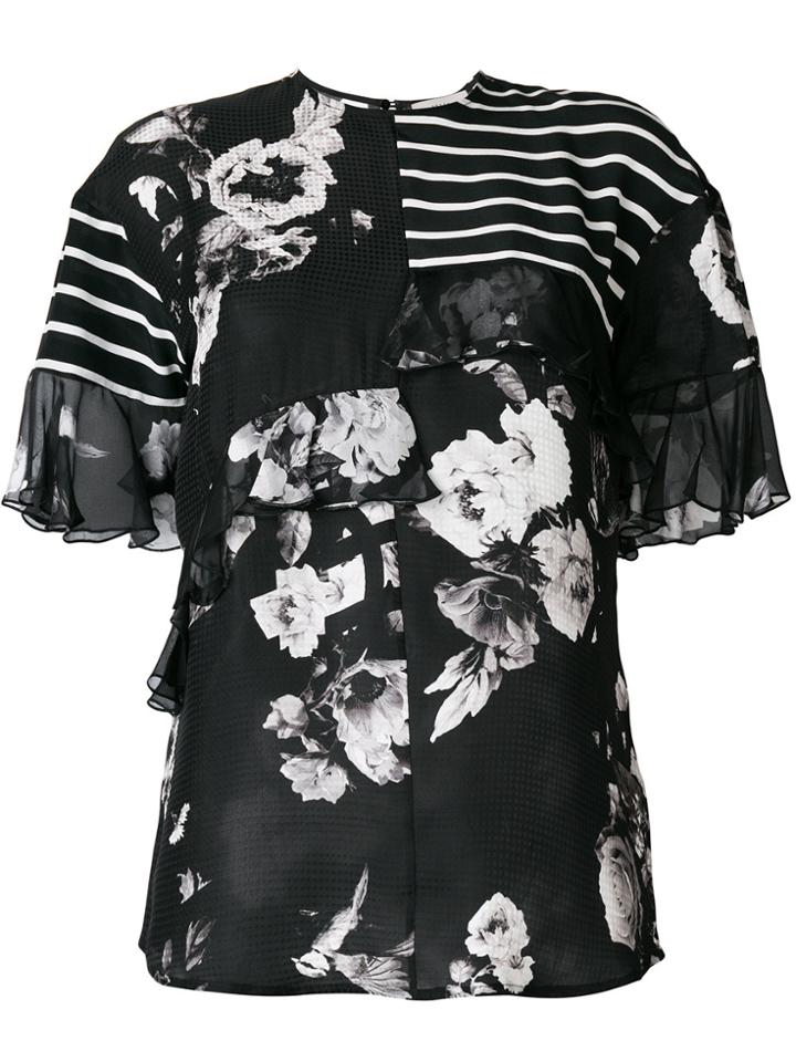 Preen By Thornton Bregazzi Verity Printed Ruffle Blouse - Black