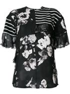 Preen By Thornton Bregazzi Verity Printed Ruffle Blouse - Black