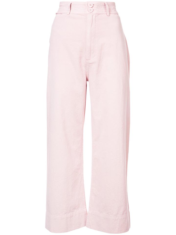 Apiece Apart Wide Leg Cropped Pants - Pink & Purple