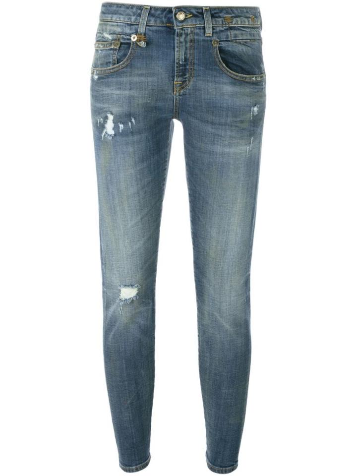 R13 Distressed Jeans, Women's, Size: 29, Blue, Cotton/spandex/elastane