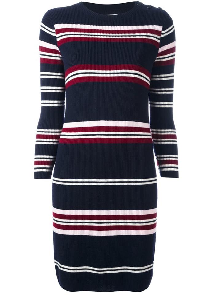 Chinti And Parker Striped Ribbed Dress