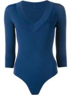 Alaïa Long-sleeved Body, Women's, Size: 40, Blue, Viscose/polyester