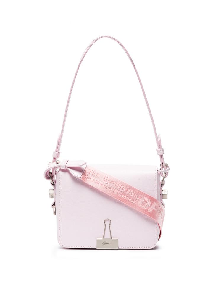 Off-white Pink Binder Clip Leather Shoulder Bag - Pink & Purple