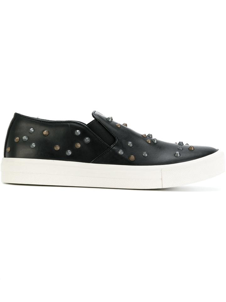 Alexander Mcqueen Embellished Slip On Sneakers - Black