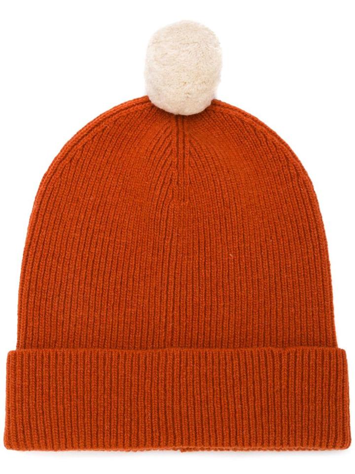Universal Works Ribbed Pom Pom Beanie - Yellow & Orange