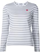 Comme Des Garçons Play Mini Heart Striped T-shirt, Women's, Size: M, Grey, Cotton