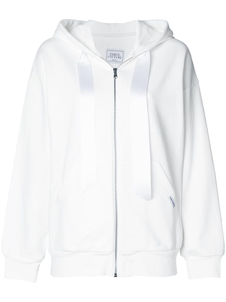 Forte Couture Embroidered Tiger Hoodie - White