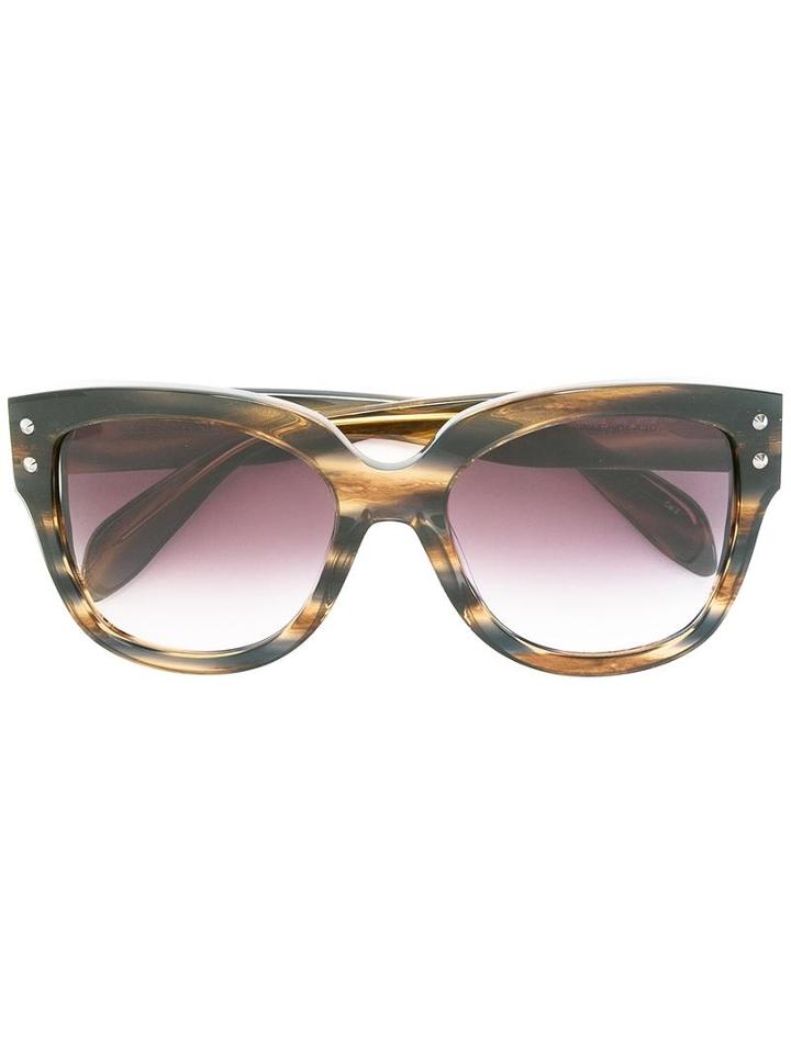 Alexander Mcqueen Eyewear - Round Frame Sunglasses - Women - Acetate - 57, Brown, Acetate