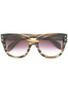 Alexander Mcqueen Eyewear - Round Frame Sunglasses - Women - Acetate - 57, Brown, Acetate