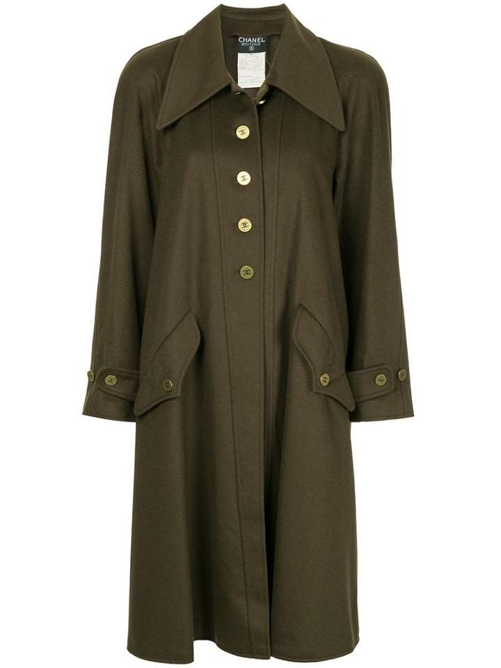 Chanel Pre-owned Cashmere Midi Coat - Green