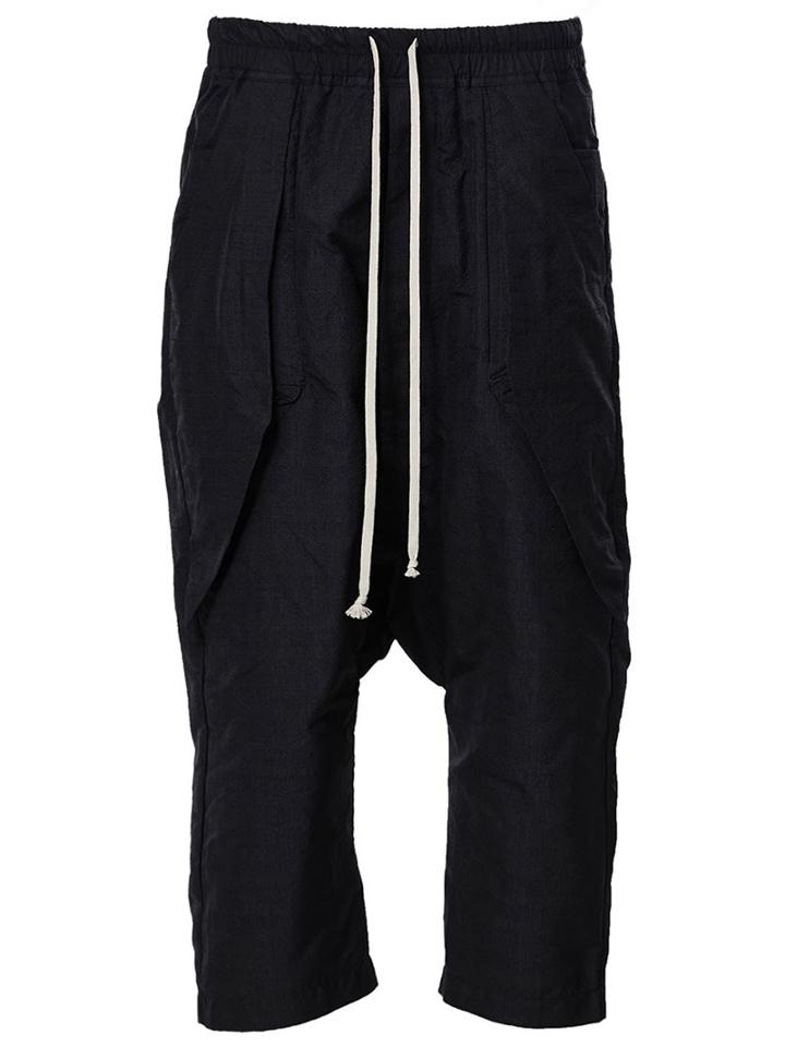 Rick Owens Drop Crotch Cropped Trousers, Men's, Size: 50, Black, Cotton/polyester